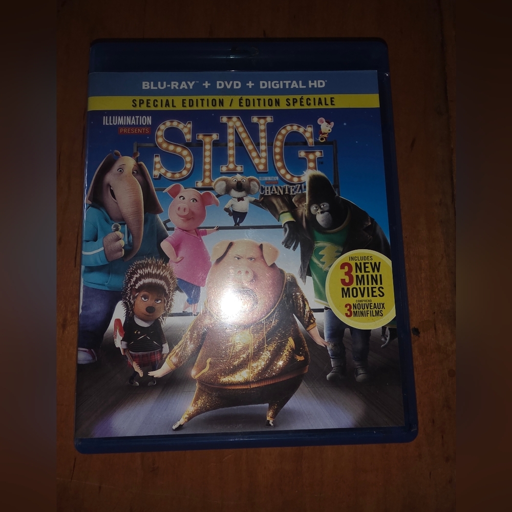 Sing (Blu-ray/DVD, 2017, 2-Disc Set) 1P